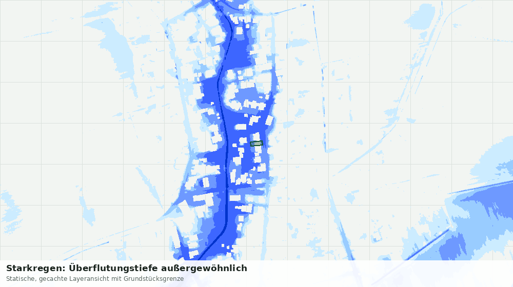 Statische Kartenansicht: Starkregen: Überflutungstiefe außergewöhnlich