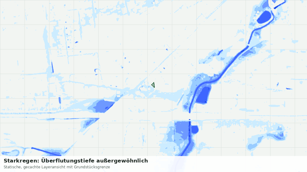 Statische Kartenansicht: Starkregen: Überflutungstiefe außergewöhnlich