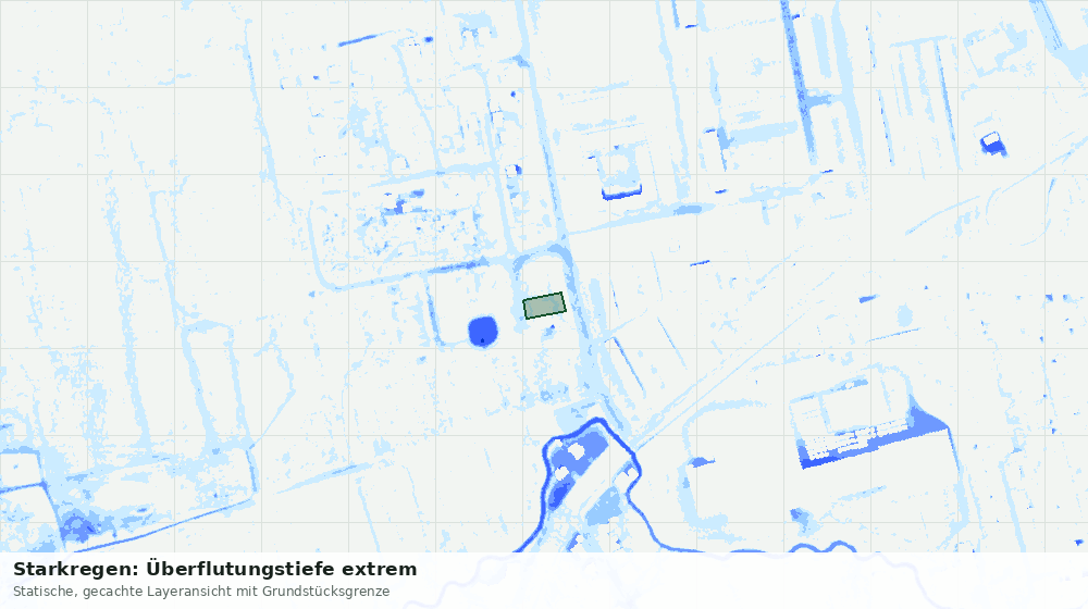 Statische Kartenansicht: Starkregen: Überflutungstiefe extrem