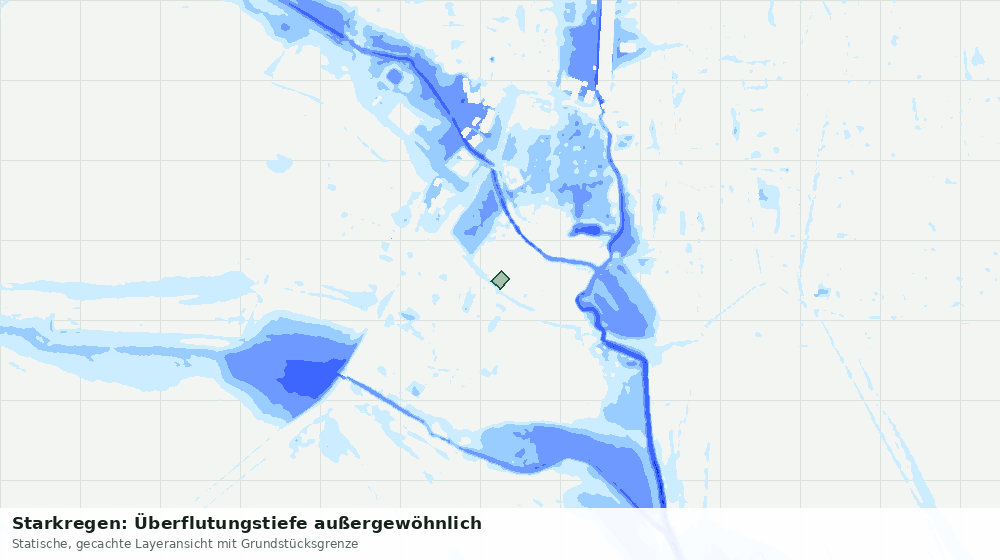 Statische Kartenansicht: Starkregen: Überflutungstiefe außergewöhnlich