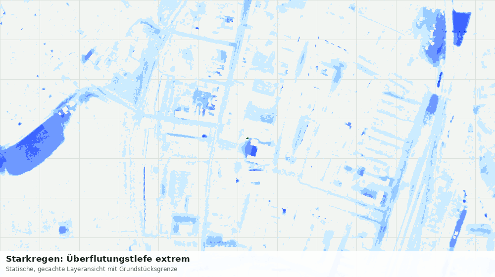 Statische Kartenansicht: Starkregen: Überflutungstiefe extrem