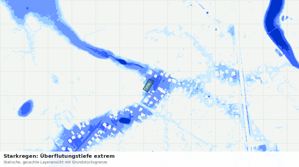 Statische Kartenansicht: Starkregen: Überflutungstiefe extrem