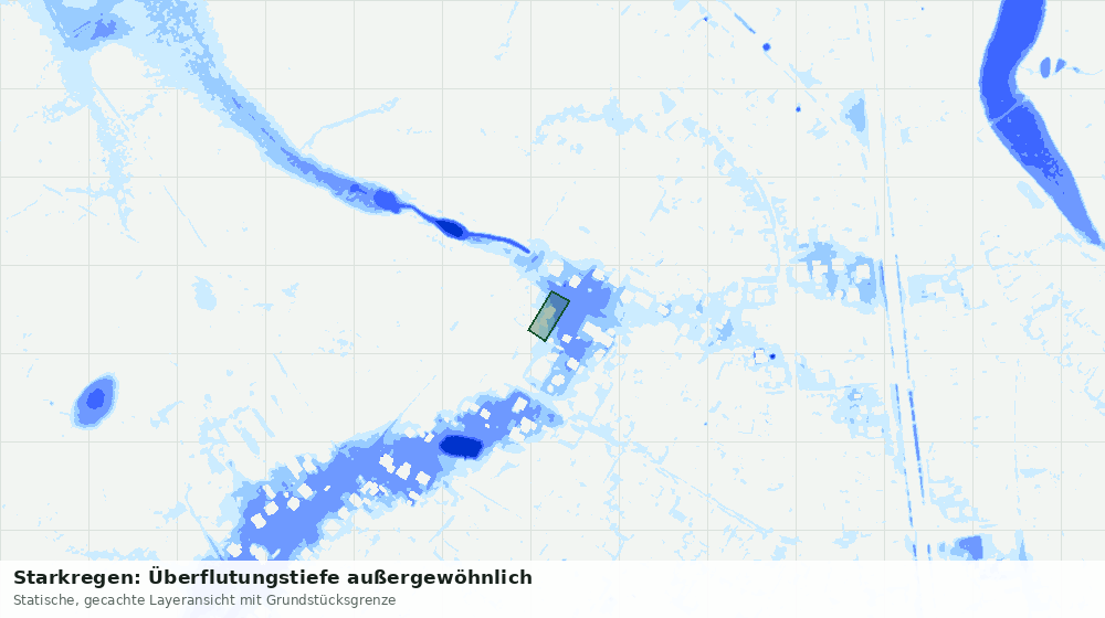Statische Kartenansicht: Starkregen: Überflutungstiefe außergewöhnlich