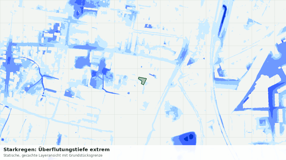 Statische Kartenansicht: Starkregen: Überflutungstiefe extrem
