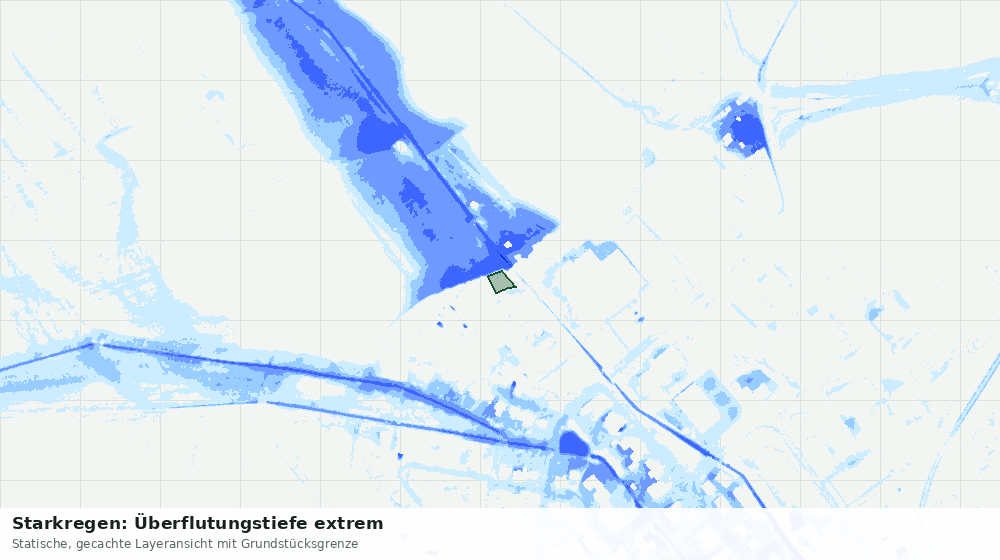 Statische Kartenansicht: Starkregen: Überflutungstiefe extrem
