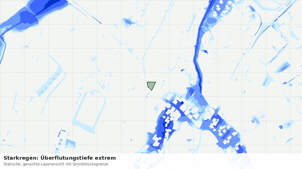 Statische Kartenansicht: Starkregen: Überflutungstiefe extrem