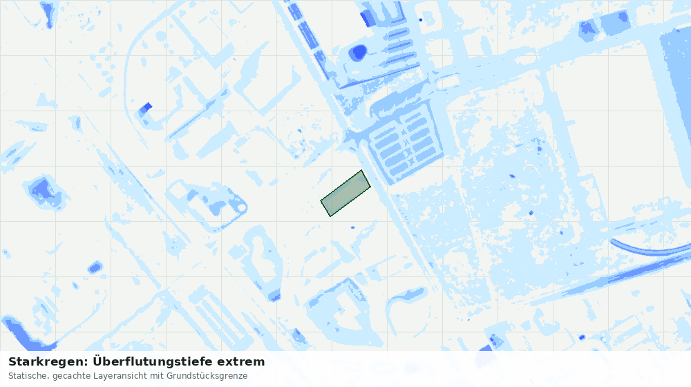 Statische Kartenansicht: Starkregen: Überflutungstiefe extrem