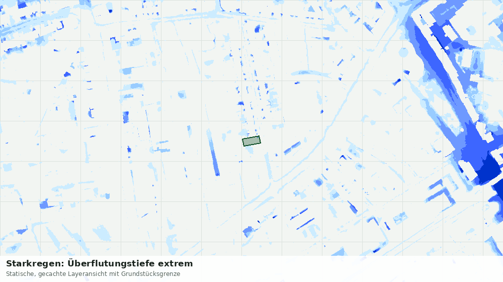 Statische Kartenansicht: Starkregen: Überflutungstiefe extrem