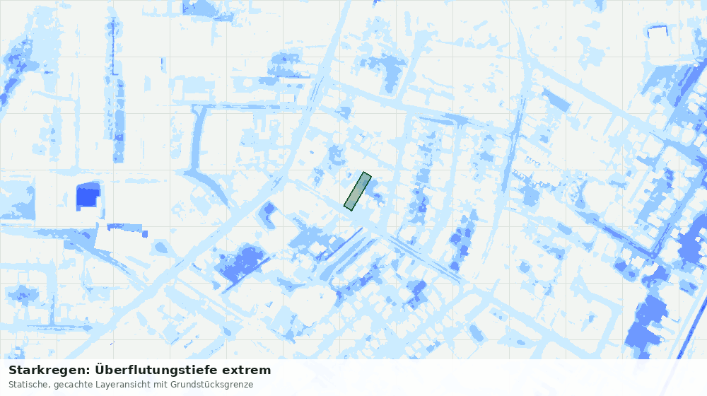 Statische Kartenansicht: Starkregen: Überflutungstiefe extrem