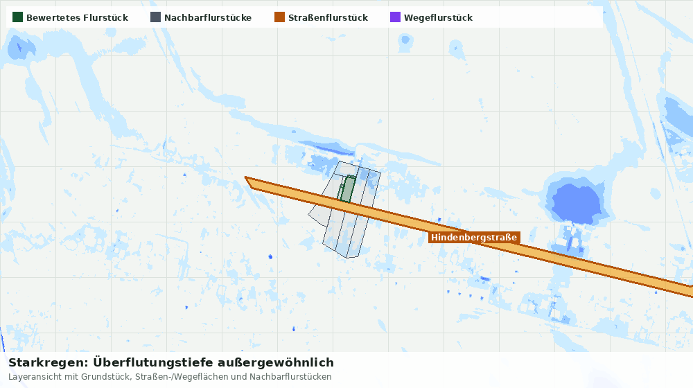 Statische Kartenansicht: Starkregen: Überflutungstiefe außergewöhnlich