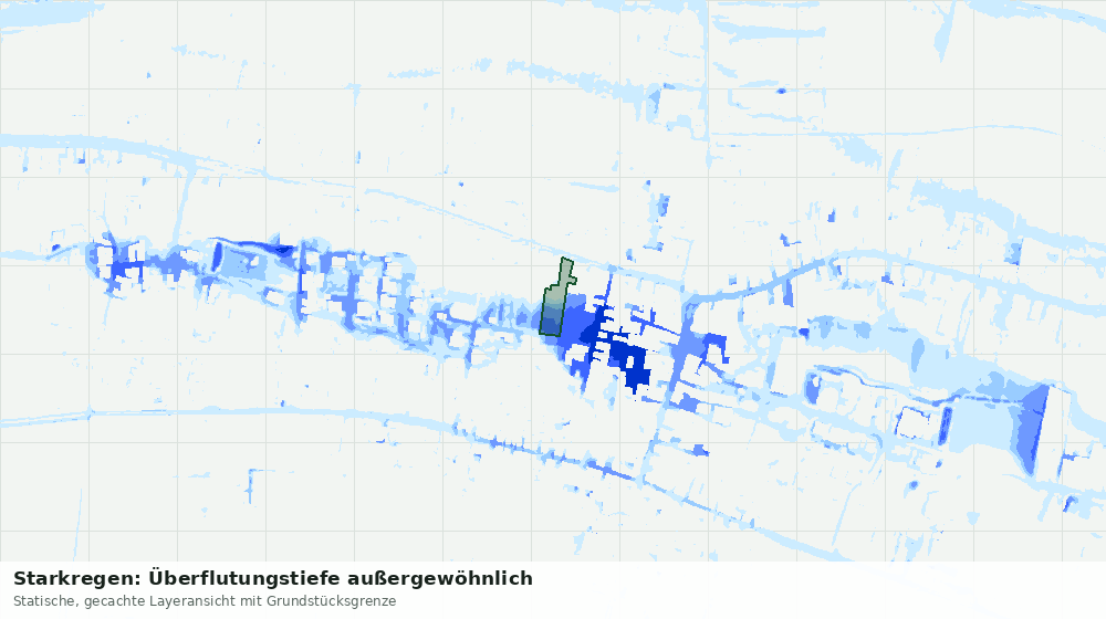 Statische Kartenansicht: Starkregen: Überflutungstiefe außergewöhnlich