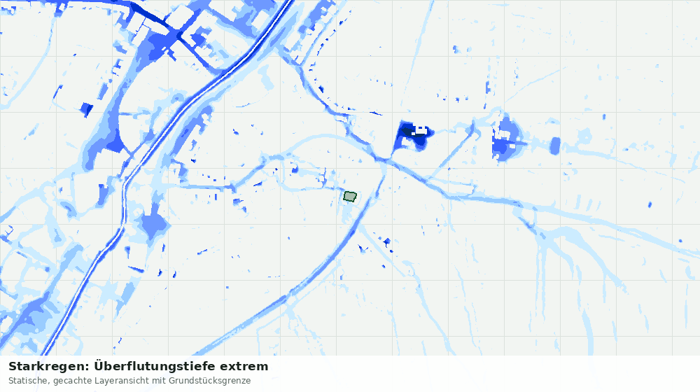 Statische Kartenansicht: Starkregen: Überflutungstiefe extrem