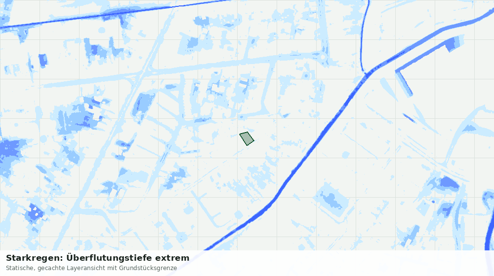 Statische Kartenansicht: Starkregen: Überflutungstiefe extrem