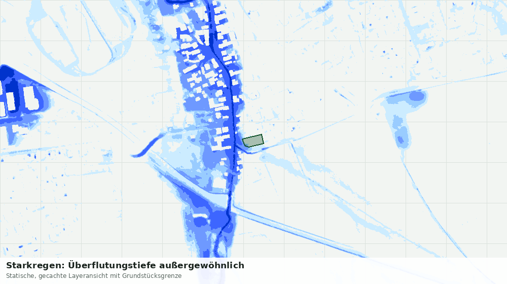 Statische Kartenansicht: Starkregen: Überflutungstiefe außergewöhnlich