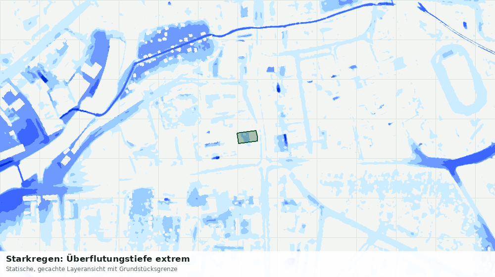 Statische Kartenansicht: Starkregen: Überflutungstiefe extrem