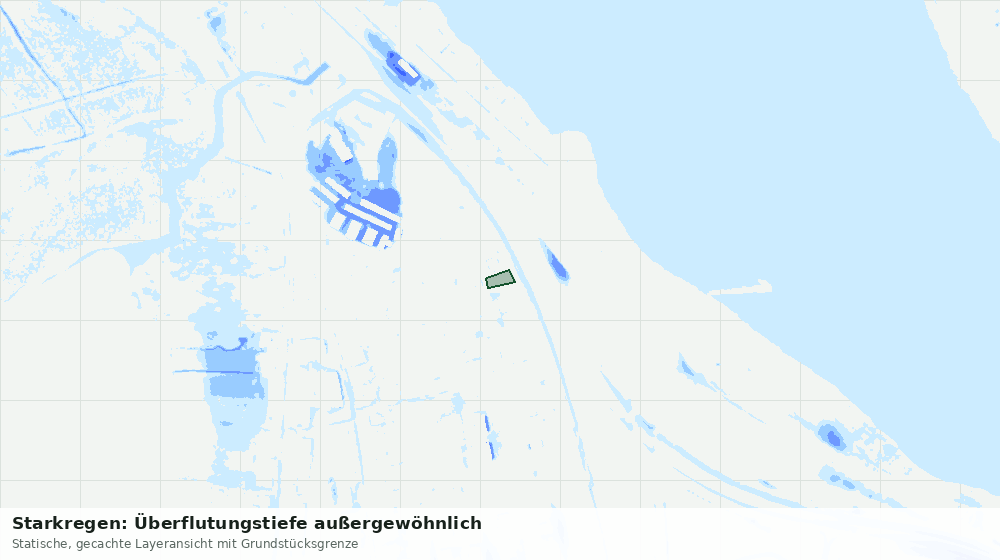 Statische Kartenansicht: Starkregen: Überflutungstiefe außergewöhnlich