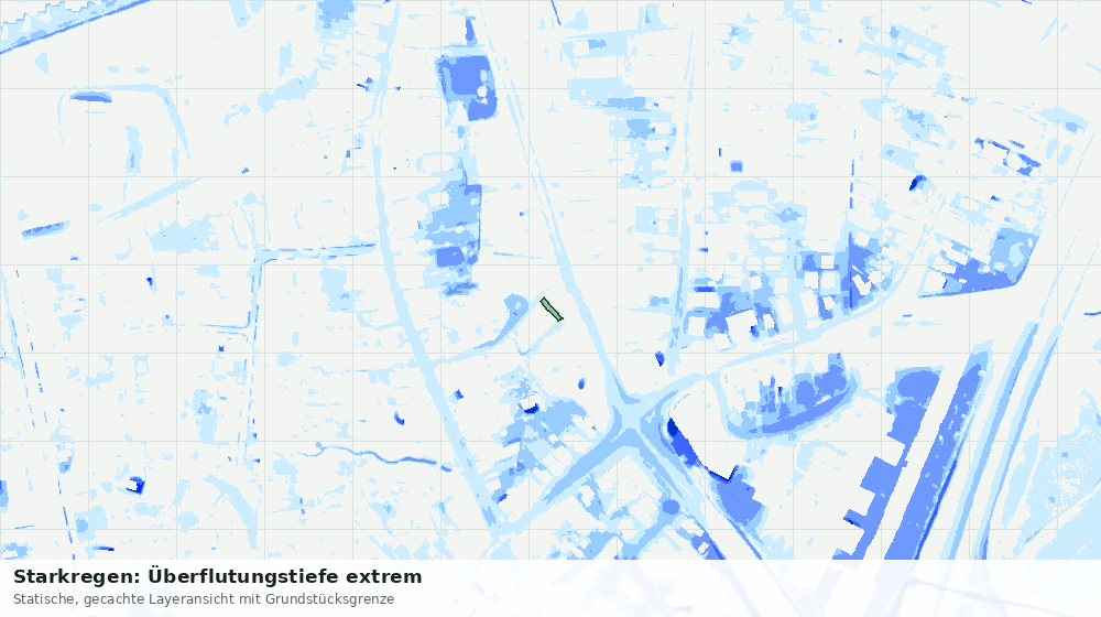 Statische Kartenansicht: Starkregen: Überflutungstiefe extrem