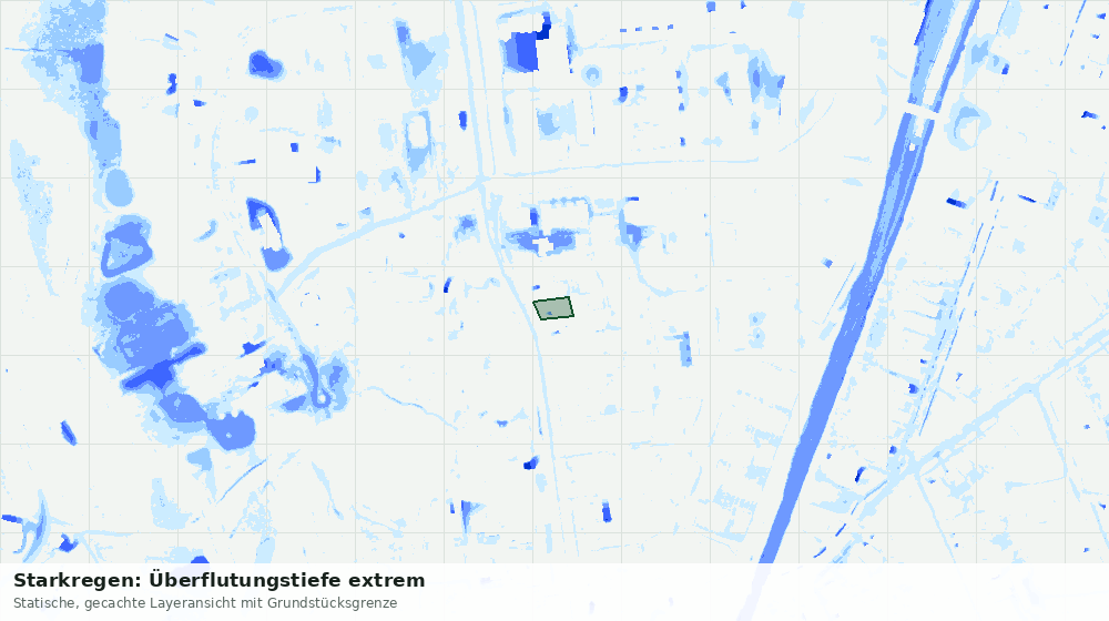 Statische Kartenansicht: Starkregen: Überflutungstiefe extrem