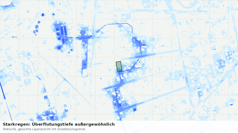Statische Kartenansicht: Starkregen: Überflutungstiefe außergewöhnlich