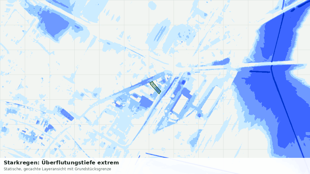 Statische Kartenansicht: Starkregen: Überflutungstiefe extrem