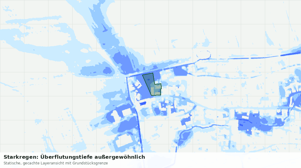 Statische Kartenansicht: Starkregen: Überflutungstiefe außergewöhnlich