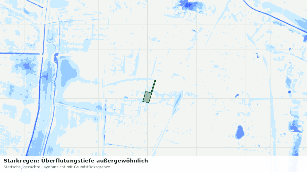 Statische Kartenansicht: Starkregen: Überflutungstiefe außergewöhnlich