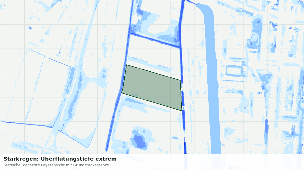 Statische Kartenansicht: Starkregen: Überflutungstiefe extrem
