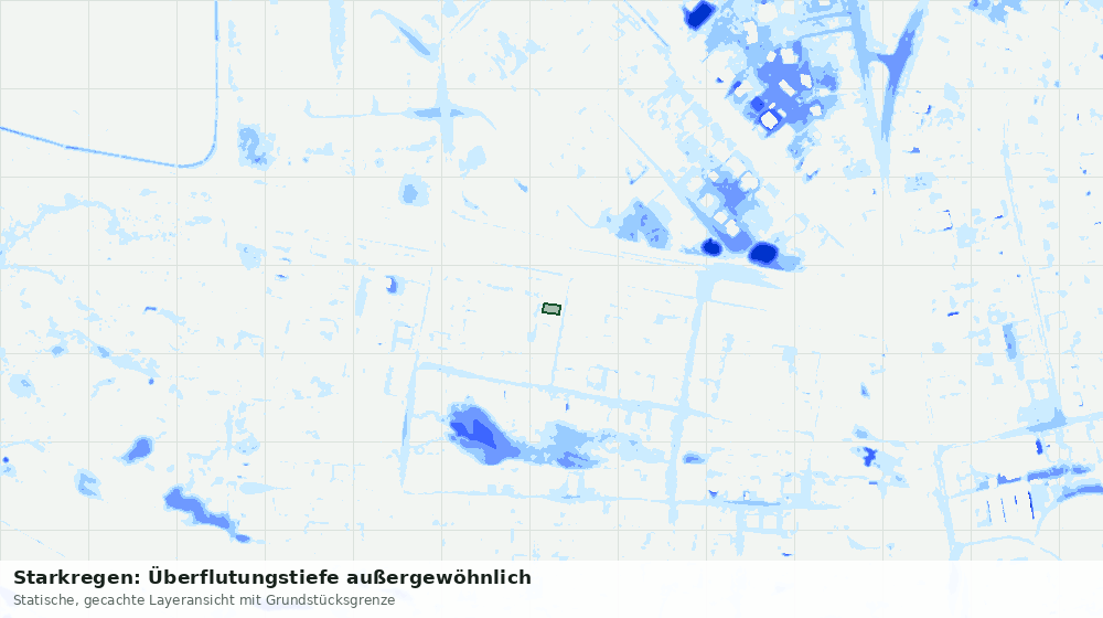 Statische Kartenansicht: Starkregen: Überflutungstiefe außergewöhnlich