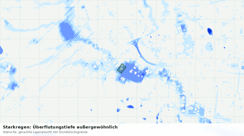 Statische Kartenansicht: Starkregen: Überflutungstiefe außergewöhnlich