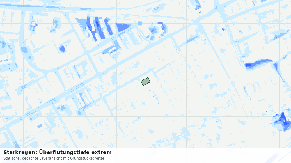 Statische Kartenansicht: Starkregen: Überflutungstiefe extrem