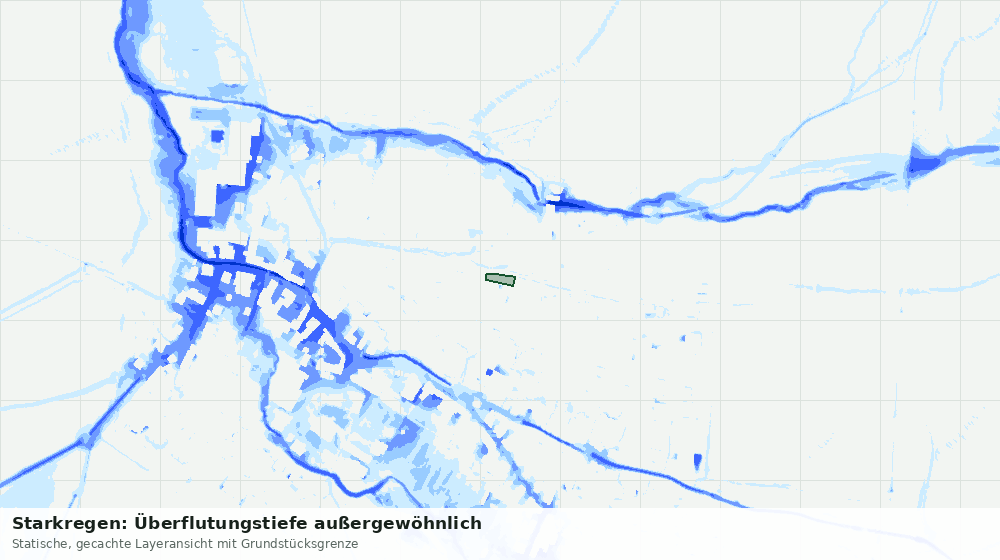 Statische Kartenansicht: Starkregen: Überflutungstiefe außergewöhnlich