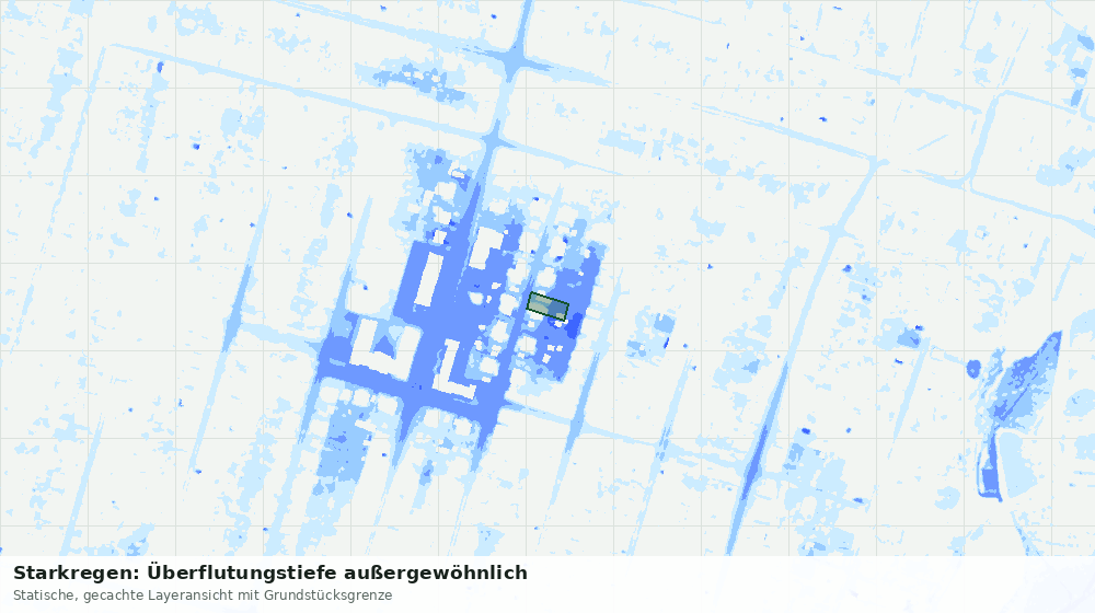 Statische Kartenansicht: Starkregen: Überflutungstiefe außergewöhnlich