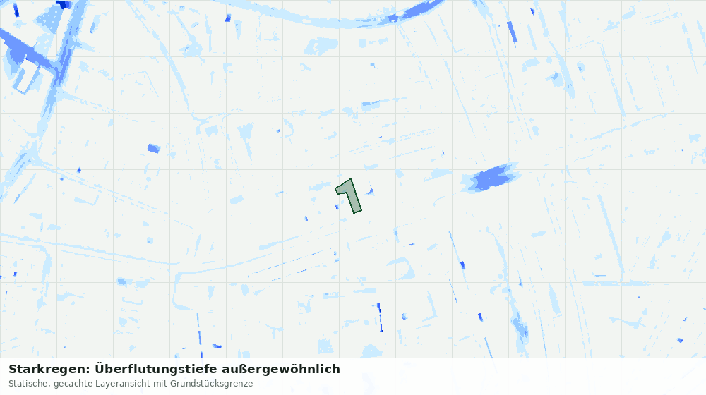 Statische Kartenansicht: Starkregen: Überflutungstiefe außergewöhnlich