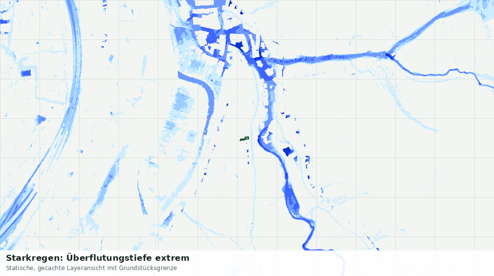 Statische Kartenansicht: Starkregen: Überflutungstiefe extrem