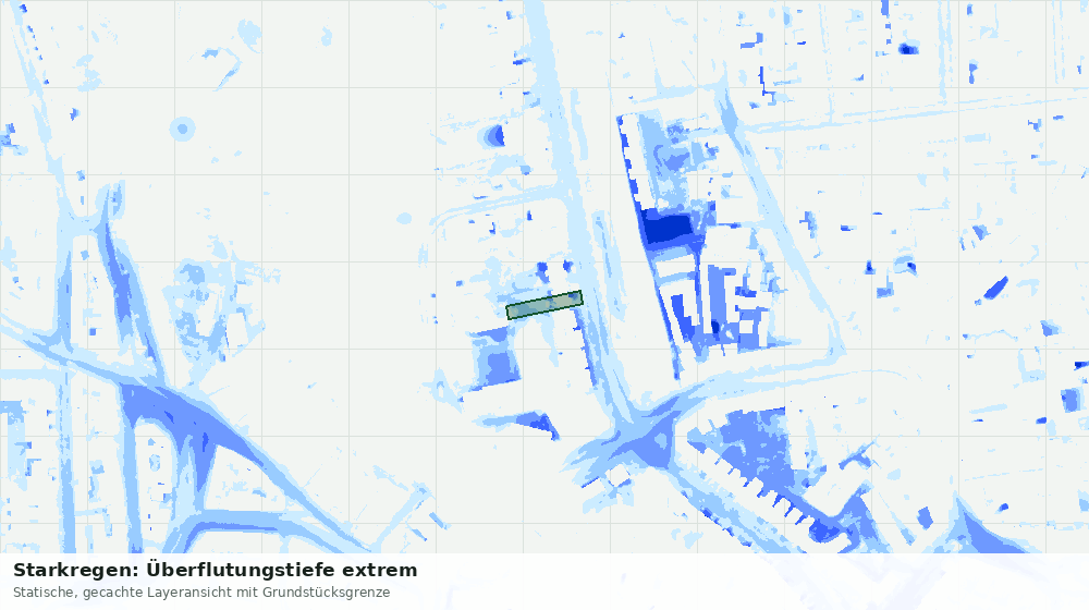 Statische Kartenansicht: Starkregen: Überflutungstiefe extrem