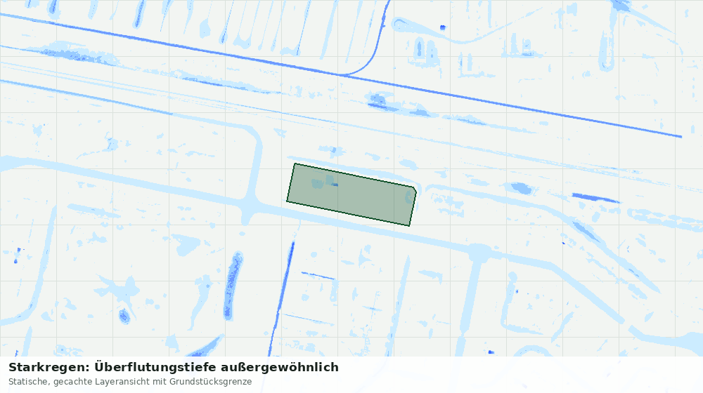 Statische Kartenansicht: Starkregen: Überflutungstiefe außergewöhnlich