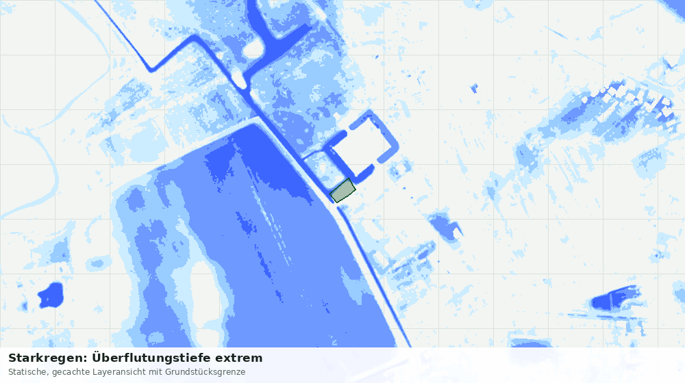 Statische Kartenansicht: Starkregen: Überflutungstiefe extrem