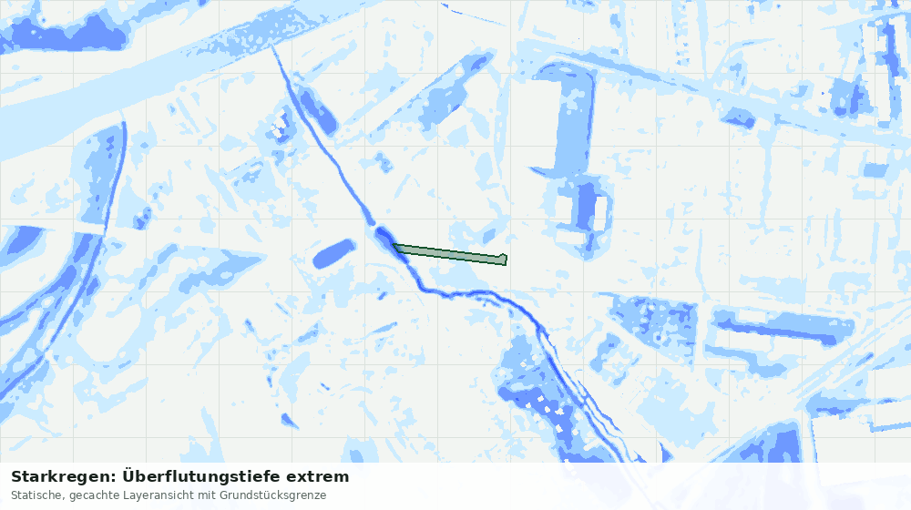 Statische Kartenansicht: Starkregen: Überflutungstiefe extrem