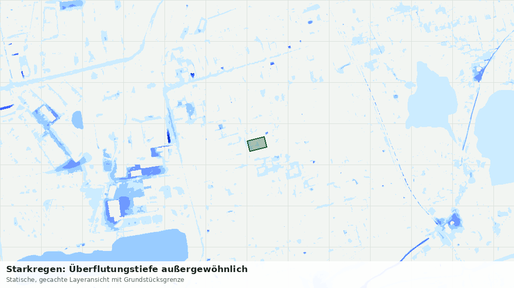 Statische Kartenansicht: Starkregen: Überflutungstiefe außergewöhnlich