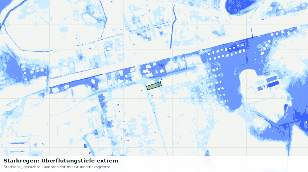 Statische Kartenansicht: Starkregen: Überflutungstiefe extrem