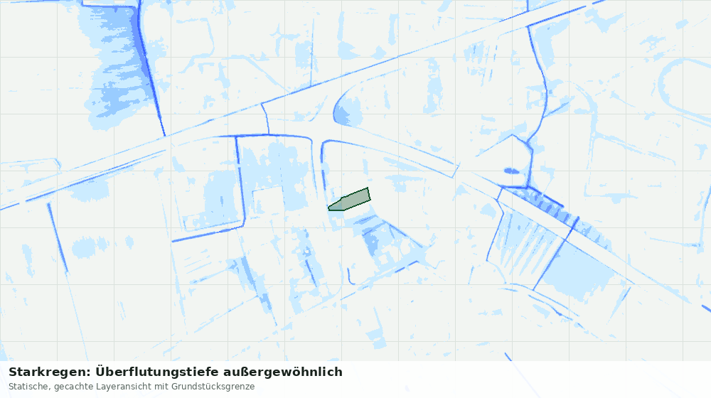 Statische Kartenansicht: Starkregen: Überflutungstiefe außergewöhnlich