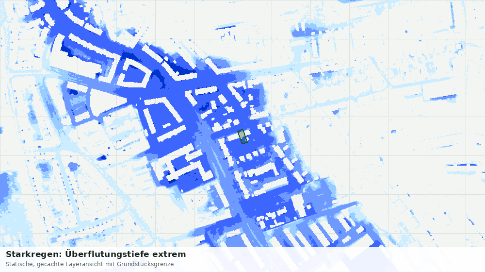 Statische Kartenansicht: Starkregen: Überflutungstiefe extrem