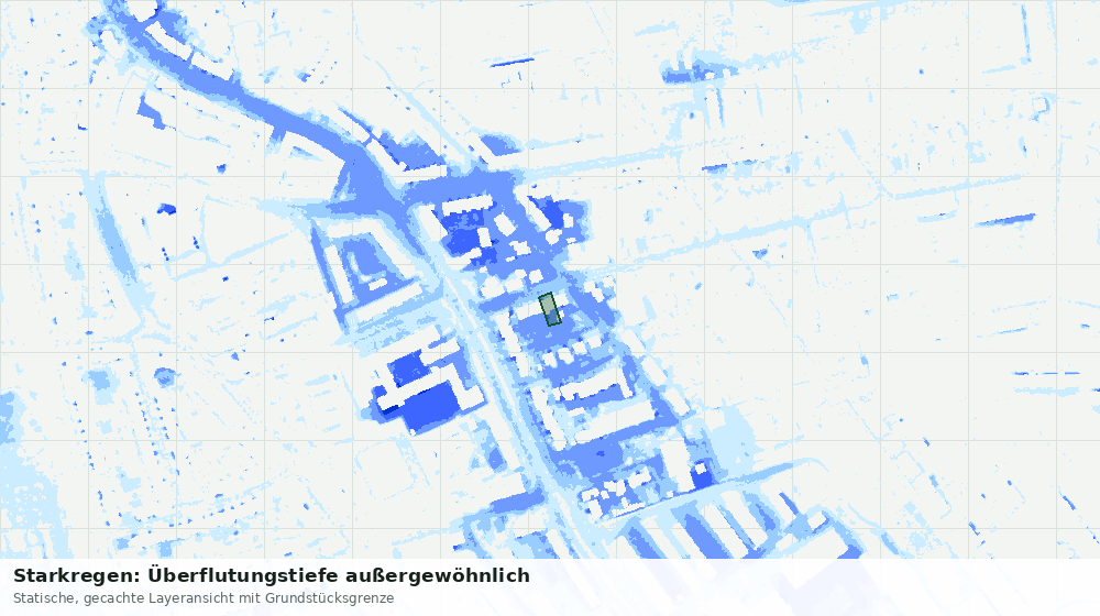 Statische Kartenansicht: Starkregen: Überflutungstiefe außergewöhnlich