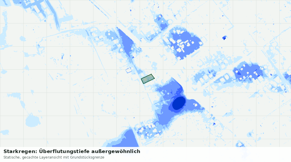 Statische Kartenansicht: Starkregen: Überflutungstiefe außergewöhnlich