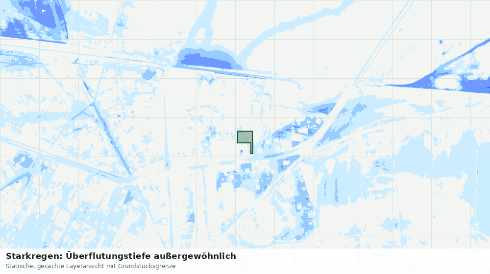 Statische Kartenansicht: Starkregen: Überflutungstiefe außergewöhnlich