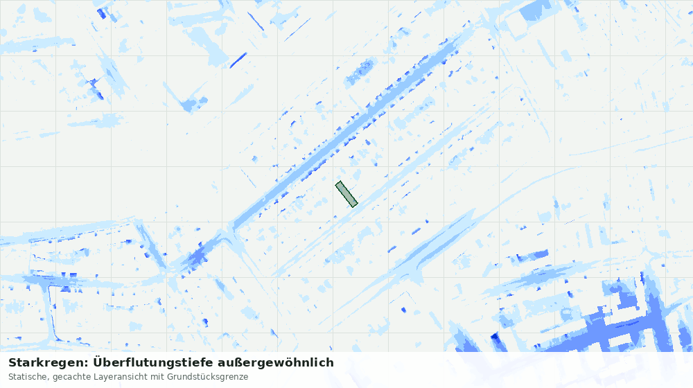 Statische Kartenansicht: Starkregen: Überflutungstiefe außergewöhnlich