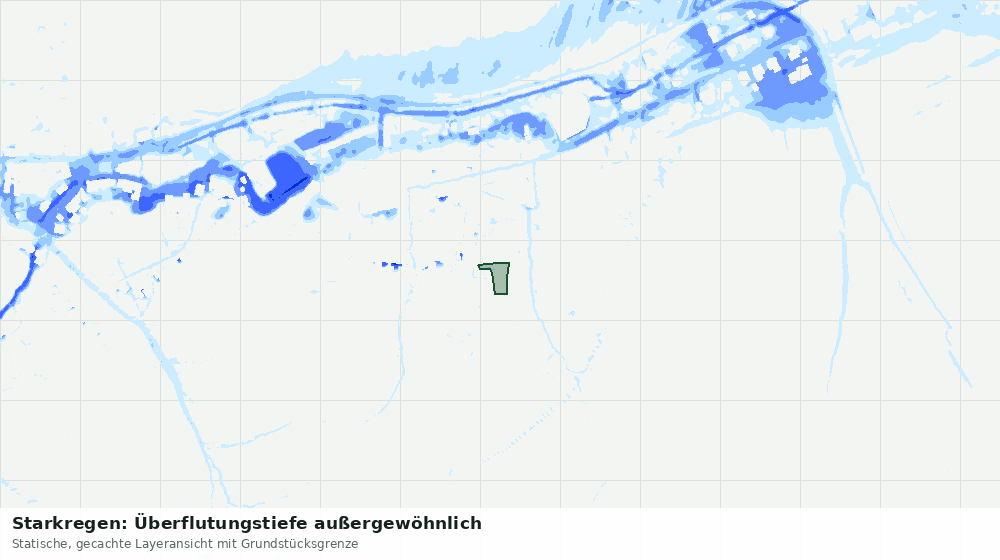 Statische Kartenansicht: Starkregen: Überflutungstiefe außergewöhnlich