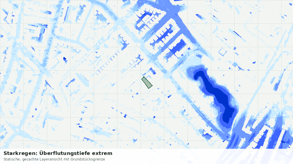 Statische Kartenansicht: Starkregen: Überflutungstiefe extrem