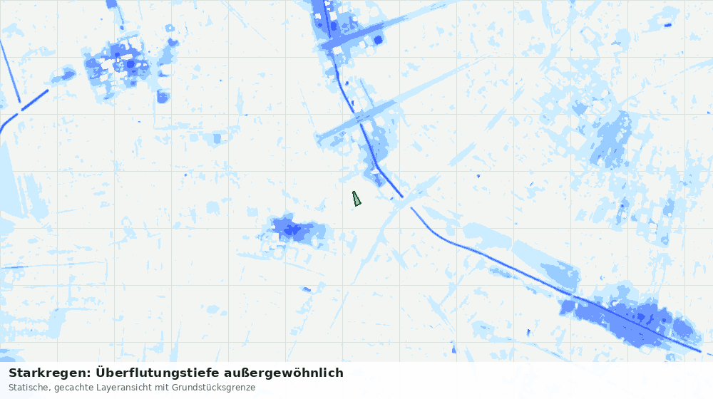 Statische Kartenansicht: Starkregen: Überflutungstiefe außergewöhnlich