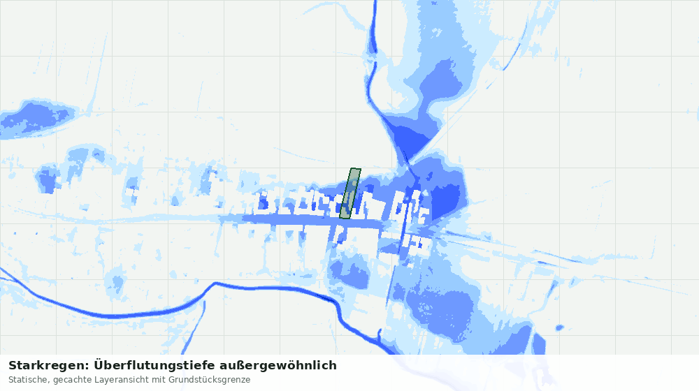 Statische Kartenansicht: Starkregen: Überflutungstiefe außergewöhnlich